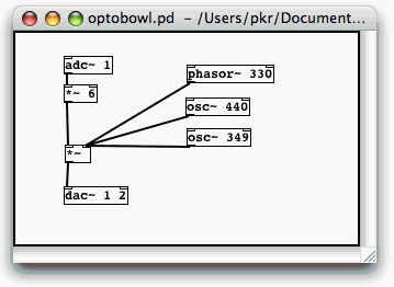 Pd patch for water controlled synthesizer