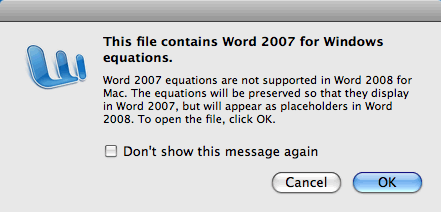 Microsoft word interoperability error message