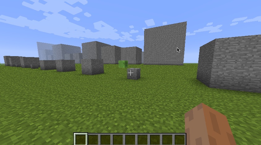A 3D view in Minecraft showing the tiny boxes representing Malta&rsquo;s budget in fron of Germany&rsquo;s.